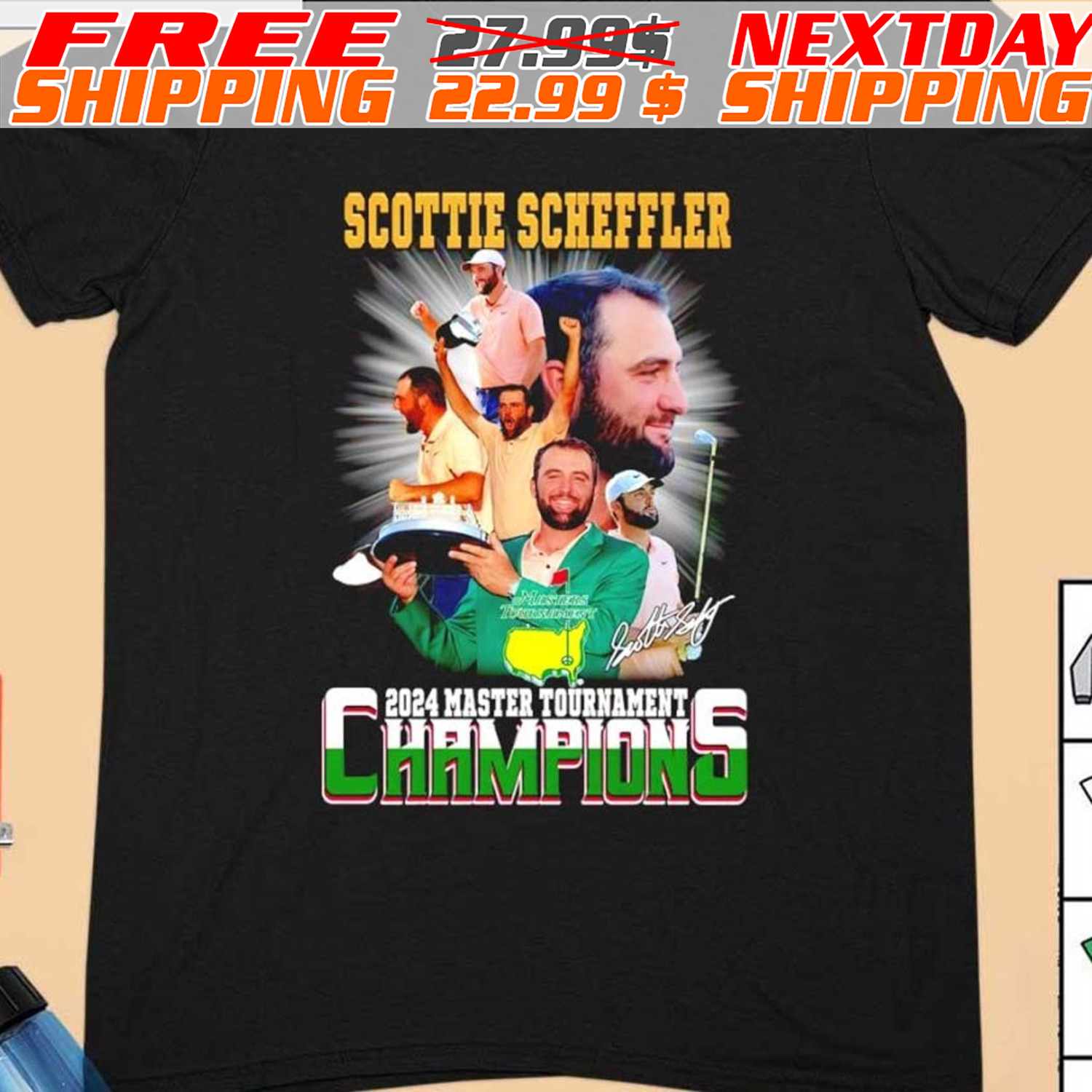 Scottie Scheffler 2024 Master Tournament Champions Signature Shirt