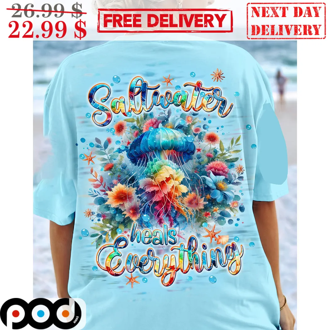 Jellyfish Saltwater Heals Everything Colorful Shirt