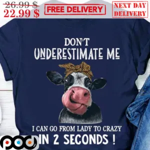 Heifer Don't Underestimate Me I Can Go From Lady To Crazy In 2 Seconds Shirt