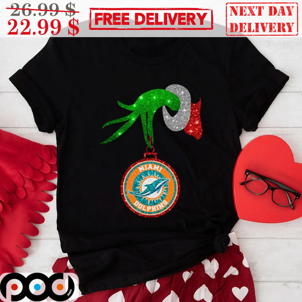 Grinch Hand Miami Dolphins Christmas 2024 NFL Shirt