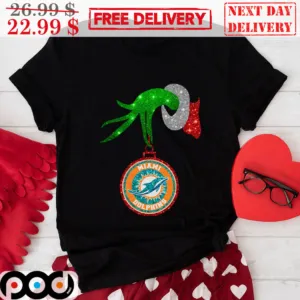 Grinch Hand Miami Dolphins Christmas 2024 NFL Shirt