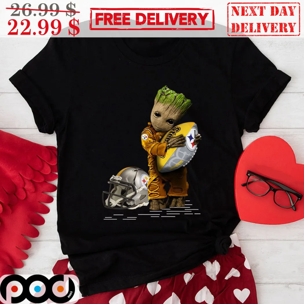 Baby Groot Hugging Pittsburgh Steelers NFL 2024 Shirt