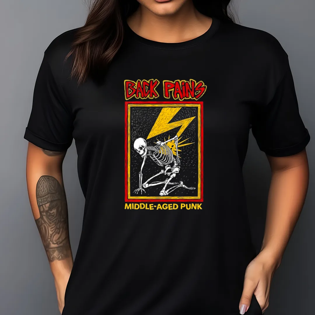 Skeleton Lightning Back Pains Middle-Aged Punk Vintage Shirt