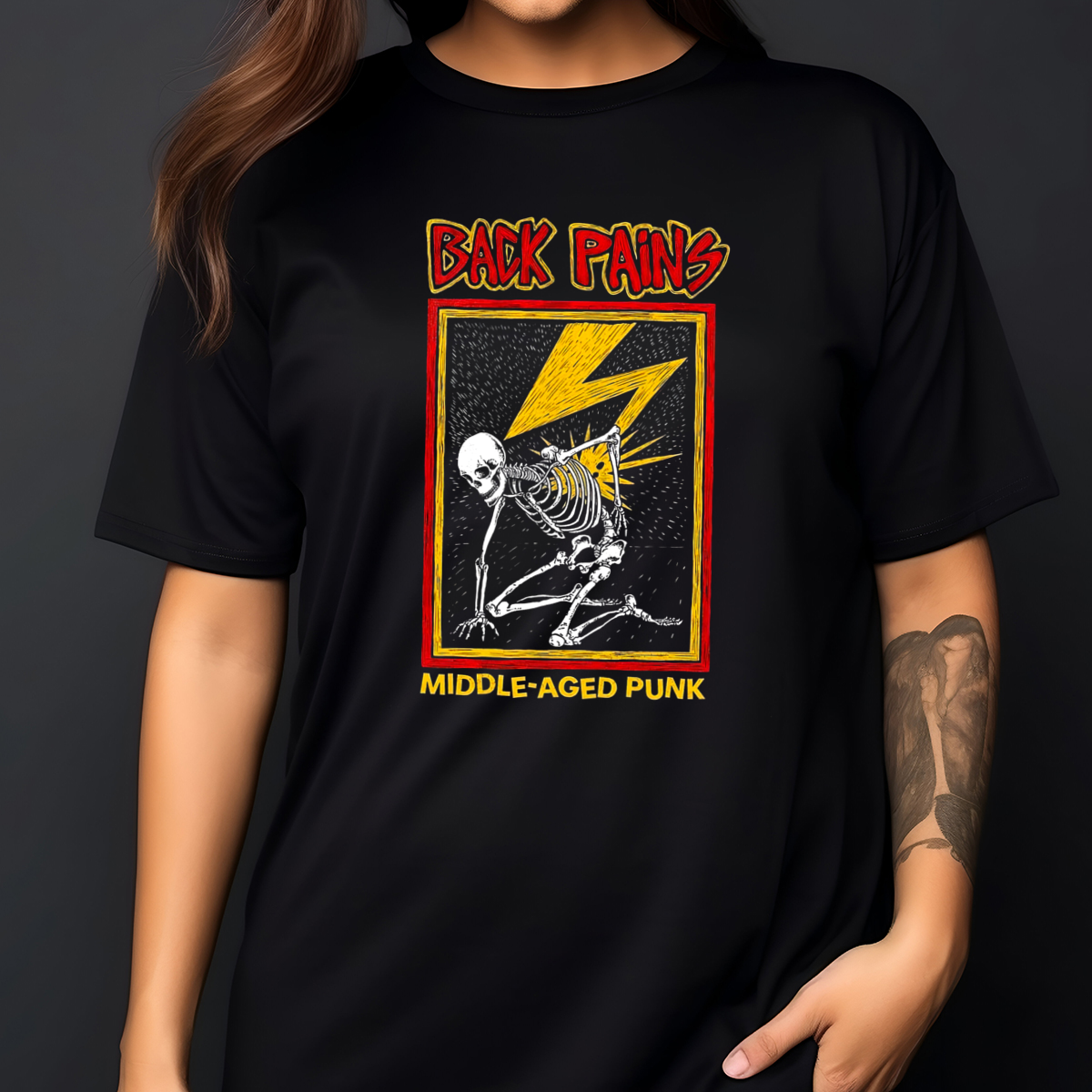 Skeleton Lightning Back Pains Middle-Aged Punk Vintage Shirt