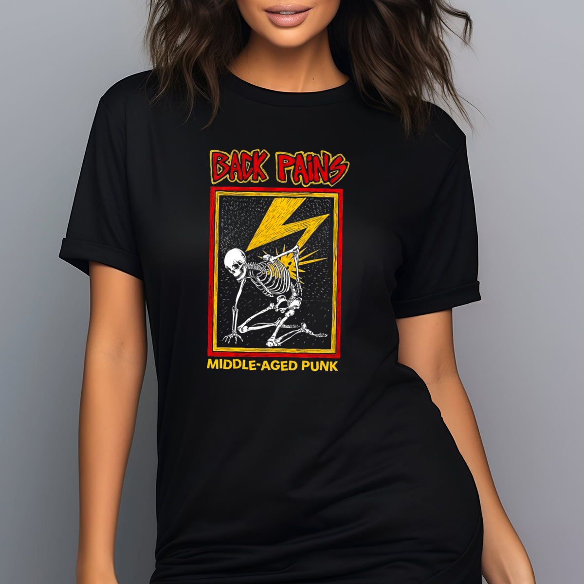 Skeleton Lightning Back Pains Middle-Aged Punk Vintage Shirt