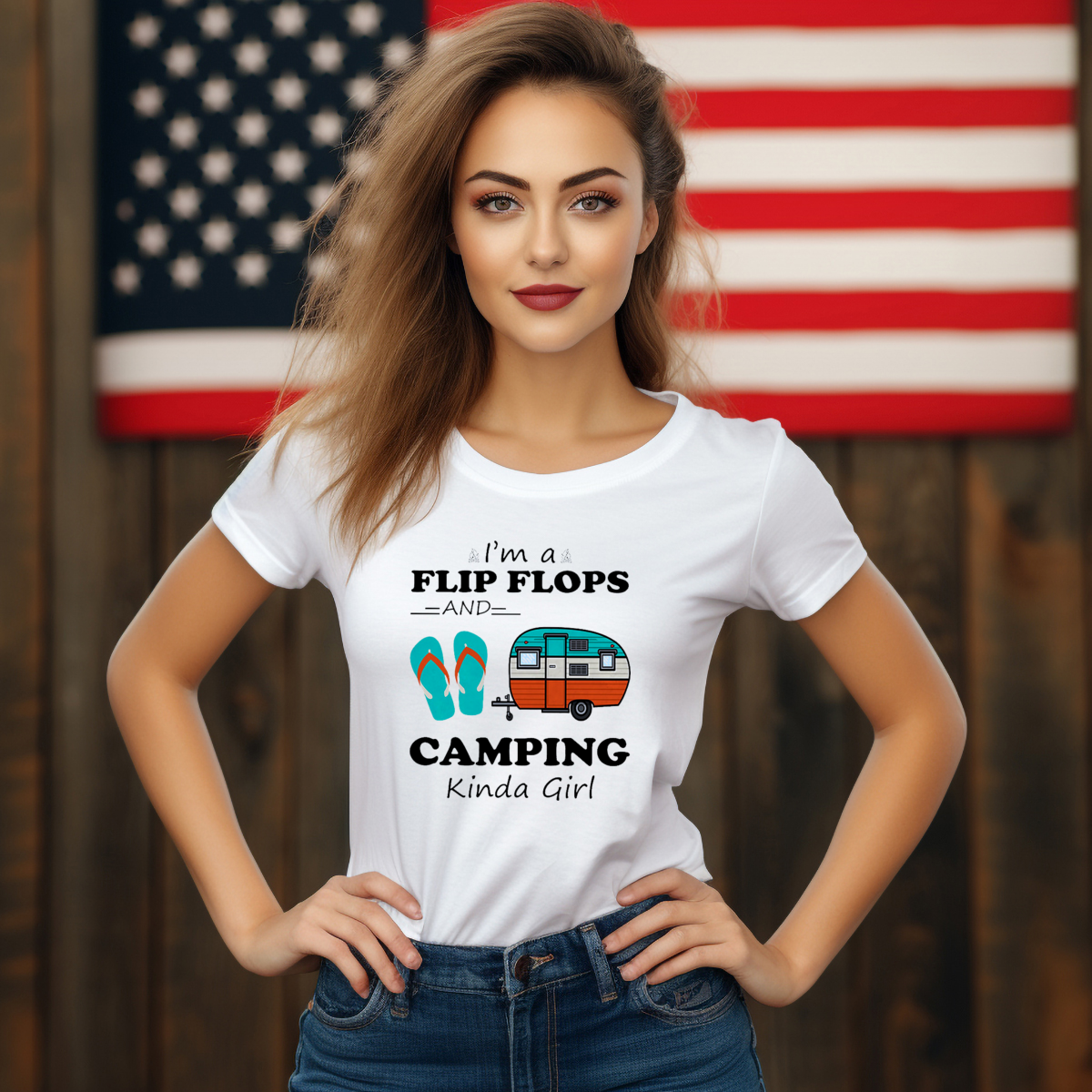 I Am Flip Flops And Camping Kinda Girl Shirt