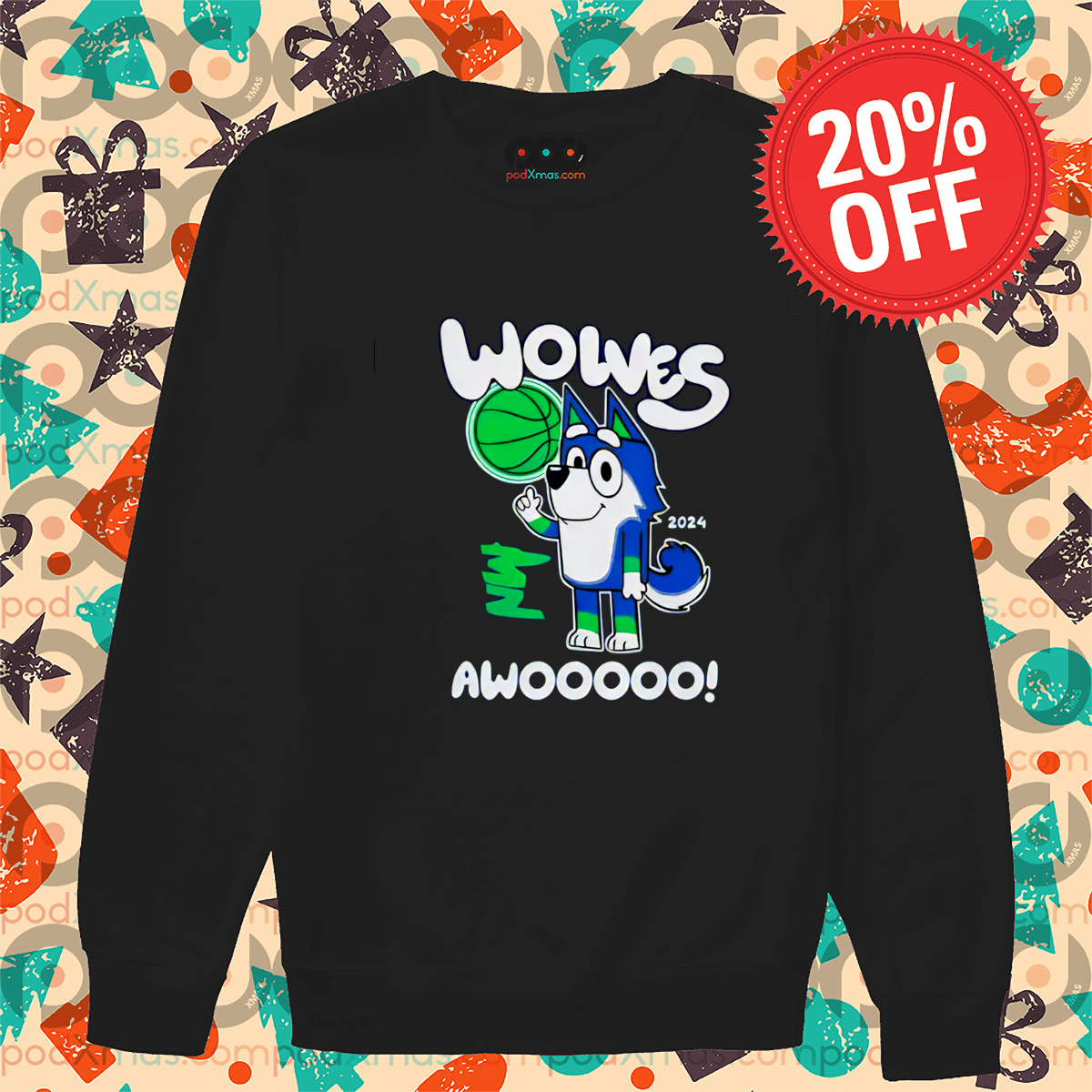 Bluey Minnesota Timberwolves Wolves Awoooo 2024 Shirt