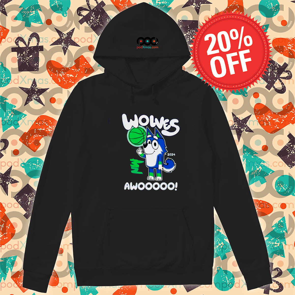Bluey Minnesota Timberwolves Wolves Awoooo 2024 Shirt