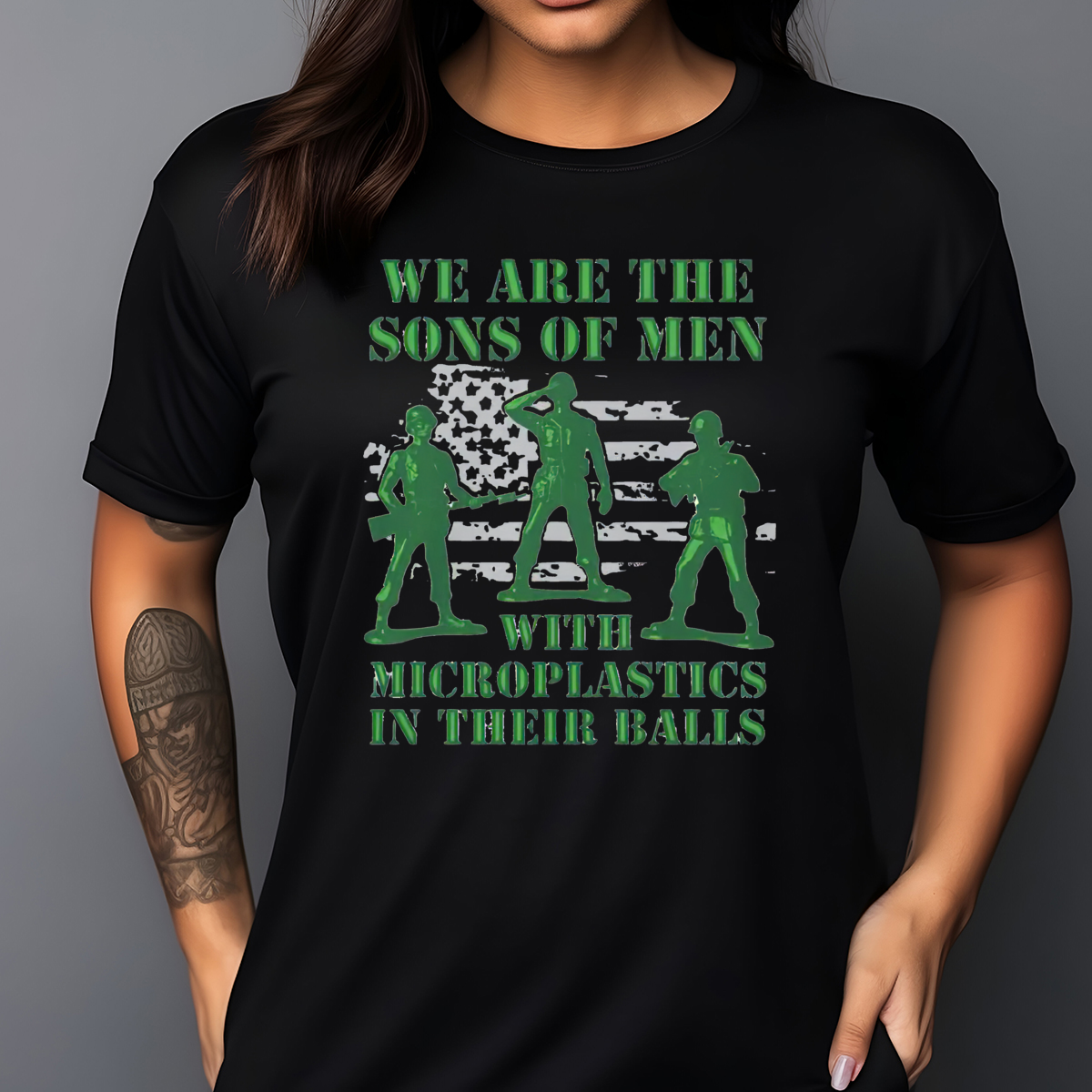 Soldier We Are The Sons Of Men With Microplastics In Their Balls American Flag Shirt