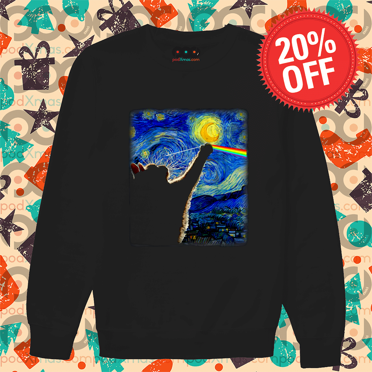 Cat Play With Pink Floyd Strarry Night 2024 Shirt