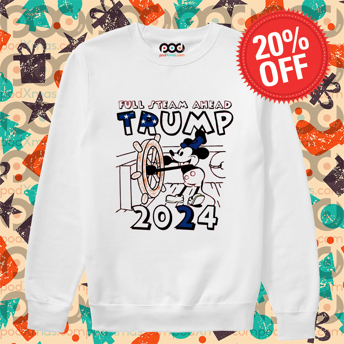 Mickey Mouse Full Steam Ahead Trump 2024 Shirt