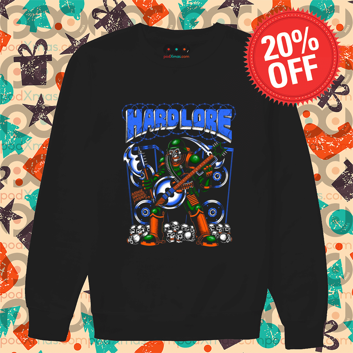 Skeleton Guitar Hard Lore Average Hardlore Listener Shirt