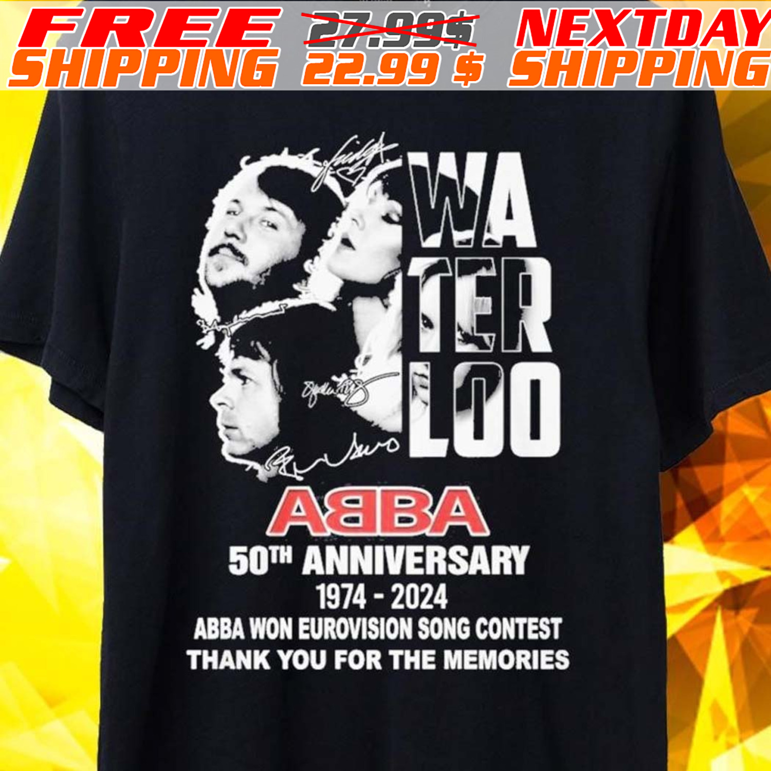 Waterloo ABBA 50th Anniversary 1974-2024 ABBA Won Eurovision Song Contest Thank You For The Memories Shirt Waterloo ABBA 50th Anniversary 1974-2024 ABBA Won Eurovision Song Contest Thank You For The Memories Shirt