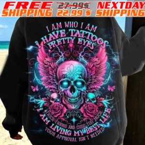 Skull Angels I Am Who I Am Have Tattoos Pretty Eyes Thich Thighs And Cuss Too Much I Am Living My Best Life Your Approval Isn't Needed Shirt