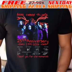 Here Comes The Pain 25th Anniversary 1999 2024 Slipknot Thank You For The Memories Signatures Shirt