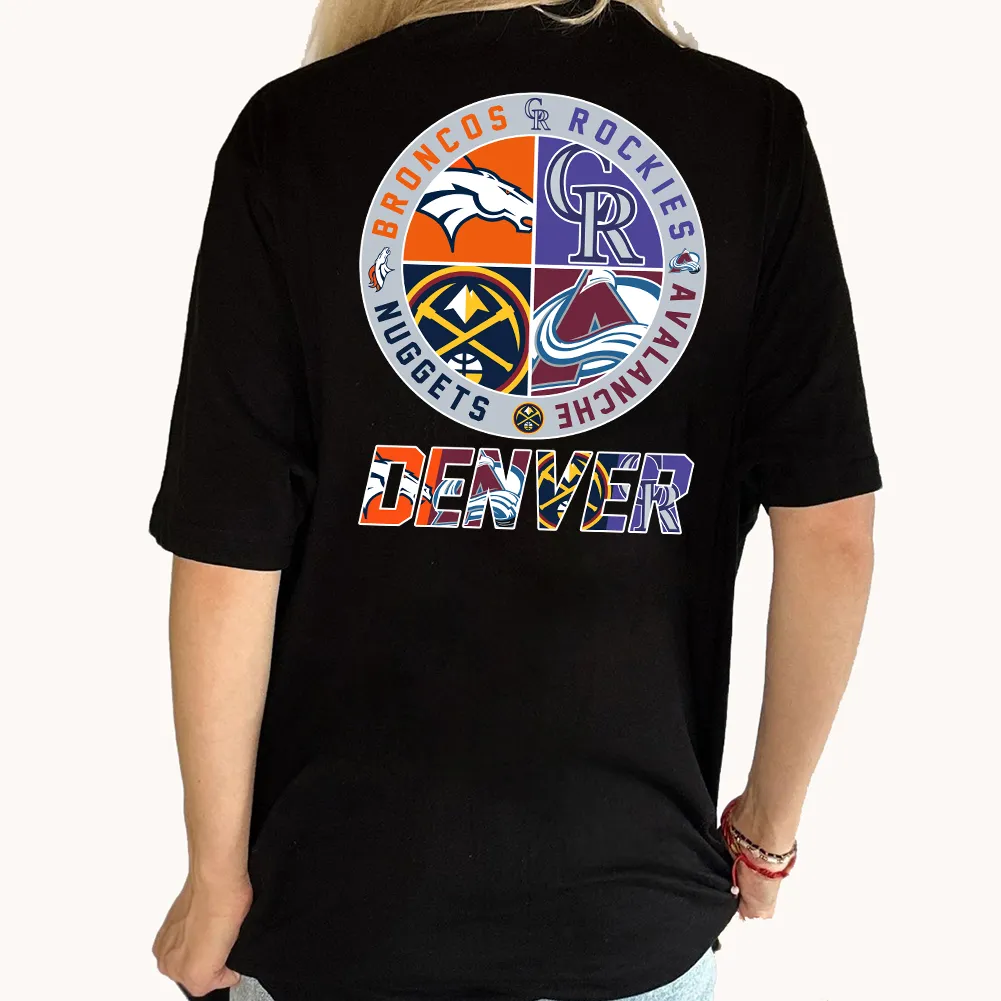 Broncos Rockies Avalanche Nuggets Denver Logo NFL Team Shirt