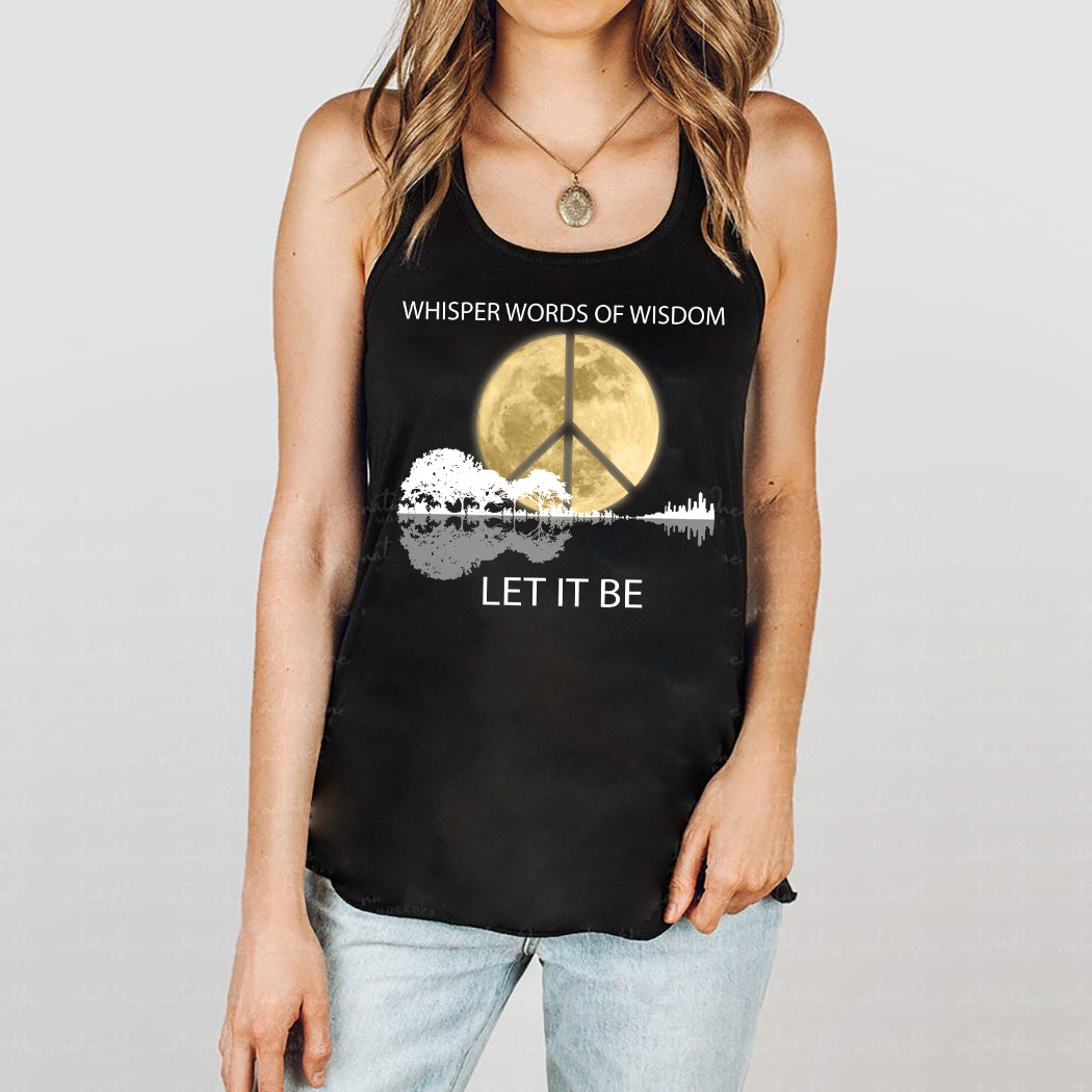 Guitar Moon Hippie Whisper Words Of Wisdom Let It Be Shirt
