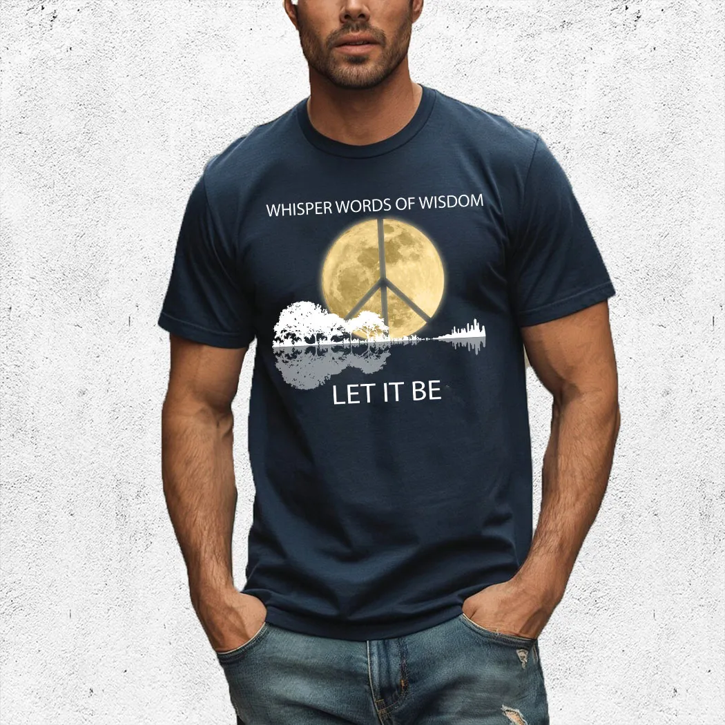 Guitar Moon Hippie Whisper Words Of Wisdom Let It Be Shirt