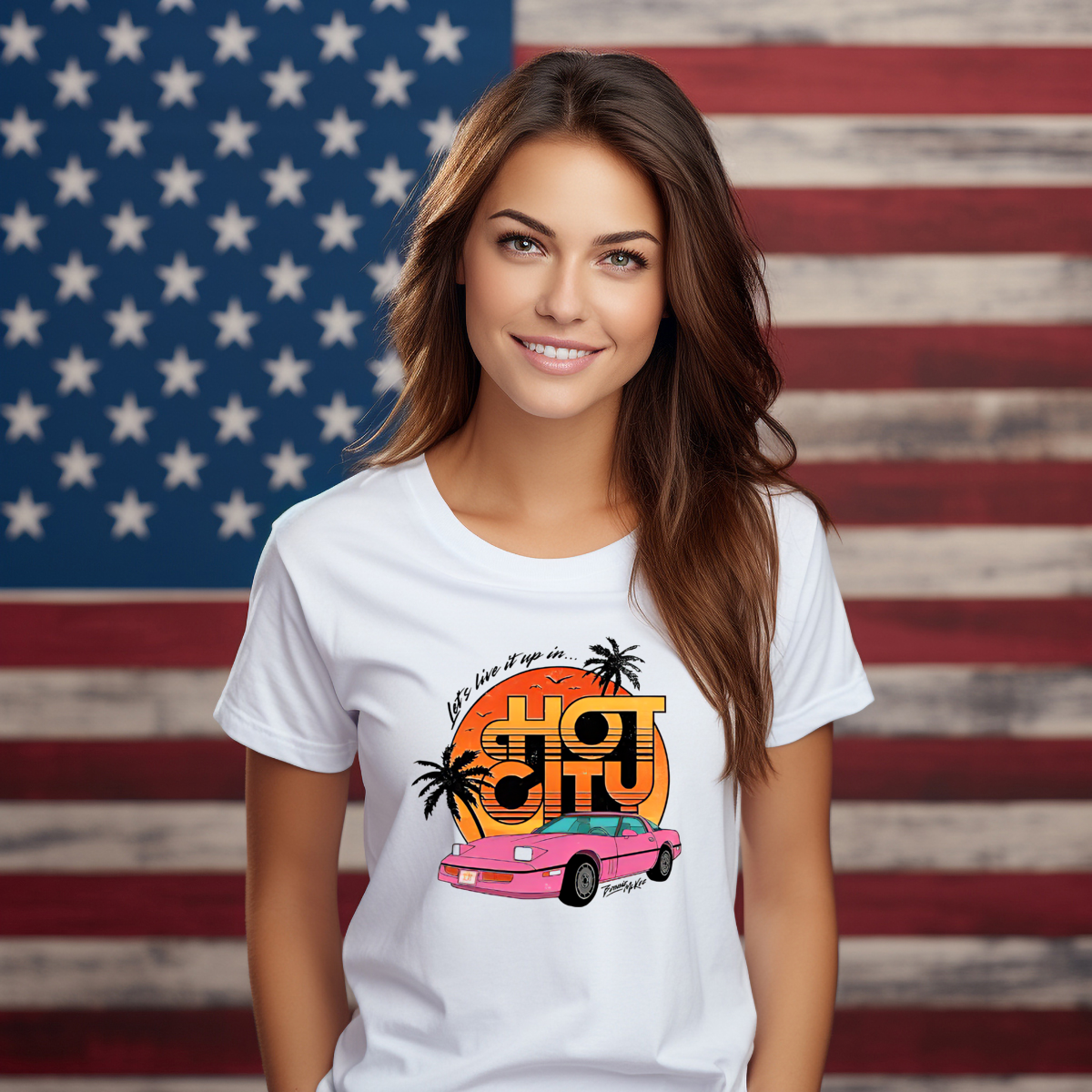 Car Lets Live It Up In Hot City Retro 2024 Shirt