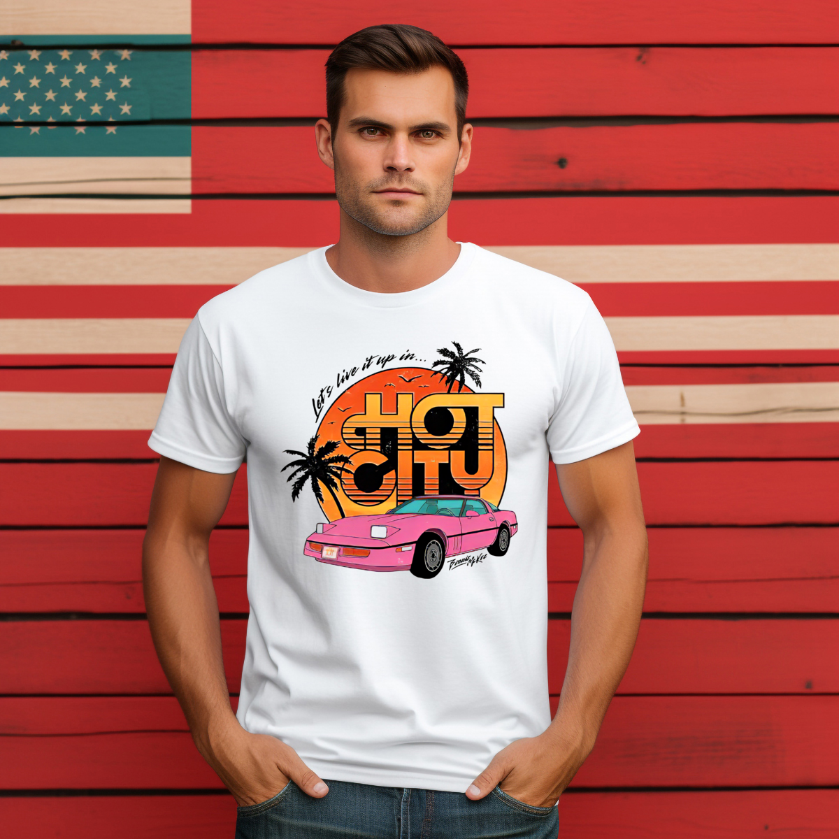Car Lets Live It Up In Hot City Retro 2024 Shirt