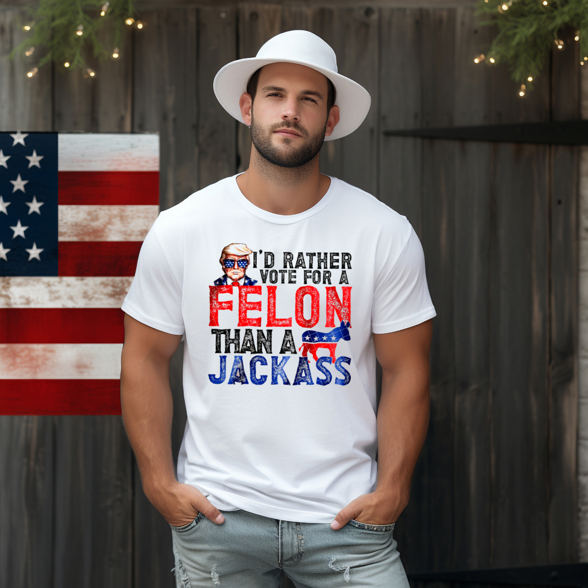Donald Trump I'd Rather Vote For A Felon Than A Jackass 2024 Vintage-faceai
