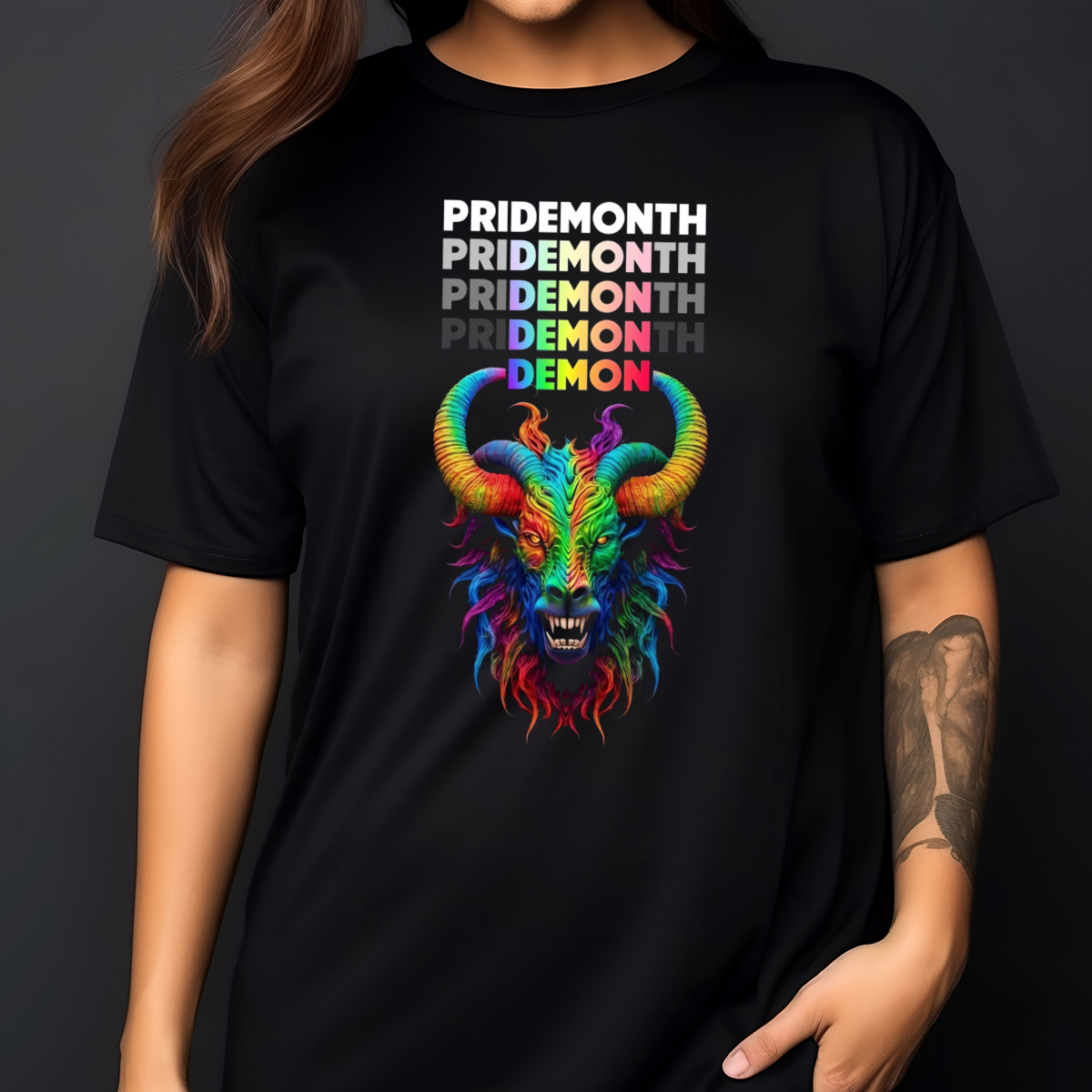 Goat Pridemonth Demon 2024 Colorful Shirt