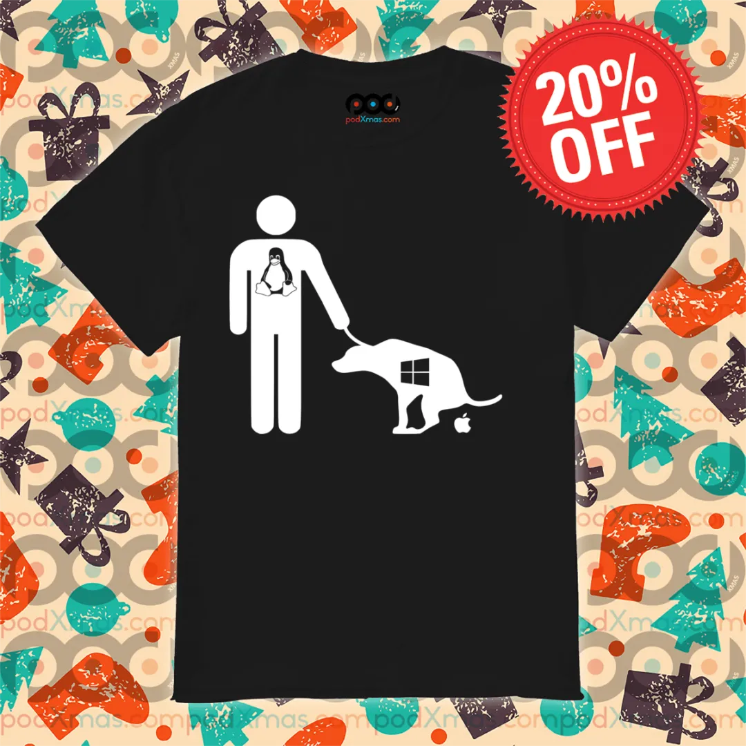 Man Walk the Dog Linux Window Apple Shirt