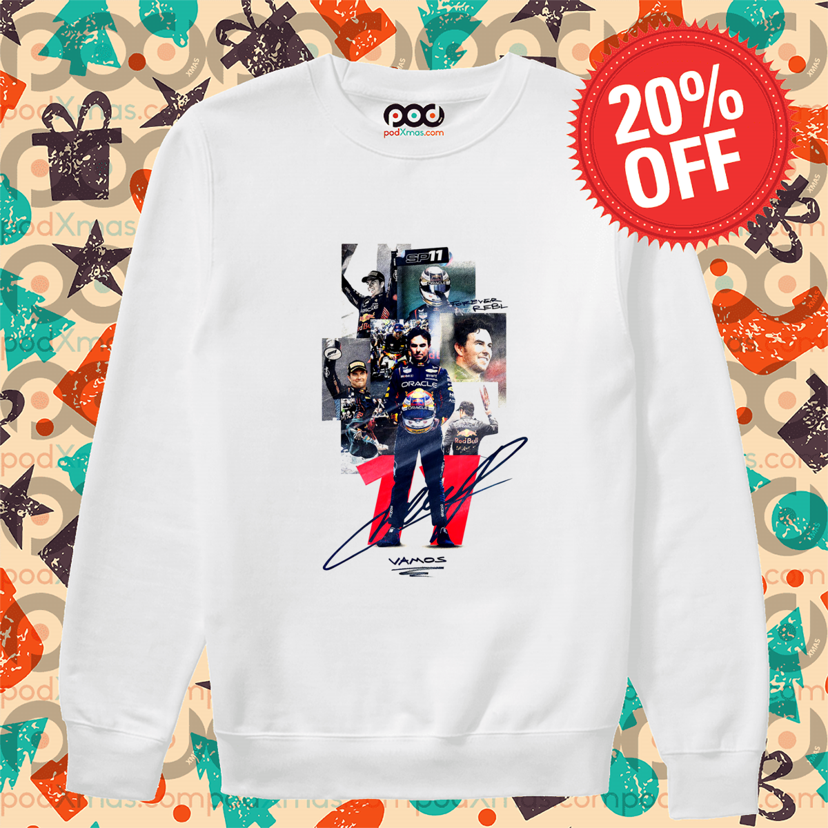 Sergio Pérez Forever Rebl Vamos 11 Signature F1 Shirt Sergio Pérez Forever Rebl Vamos 11 Signature F1 Shirt