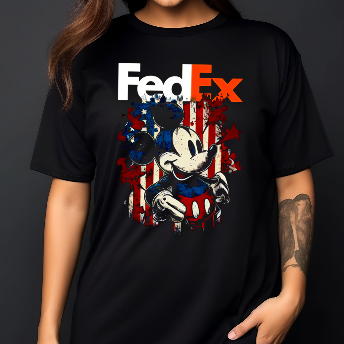 Mickey Fedex American Flag 2024 Shirt - Custom Xmas Gift