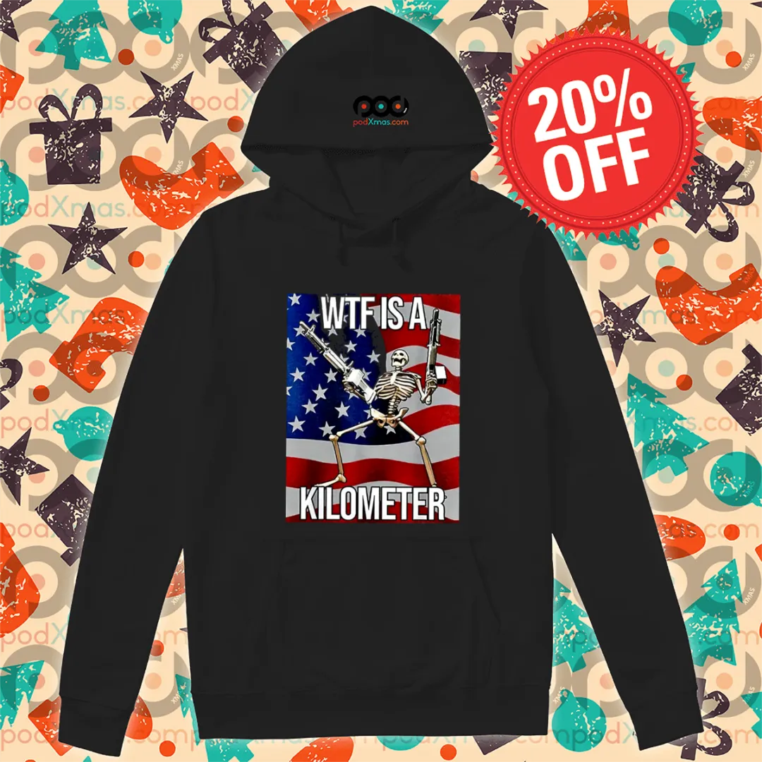Skeleton WTF Is A Kilometer American Flag Shirt