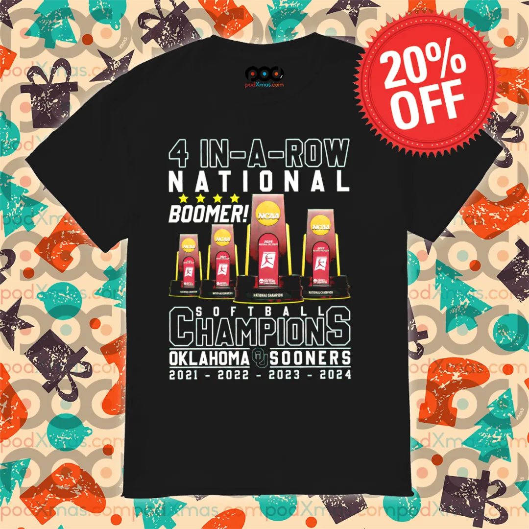 4 In-A-Row Natonal Boomer Softball Champions Oklahoma Sooners Shirt