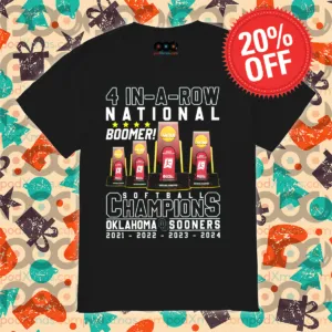 4 In-A-Row Natonal Boomer Softball Champions Oklahoma Sooners Shirt