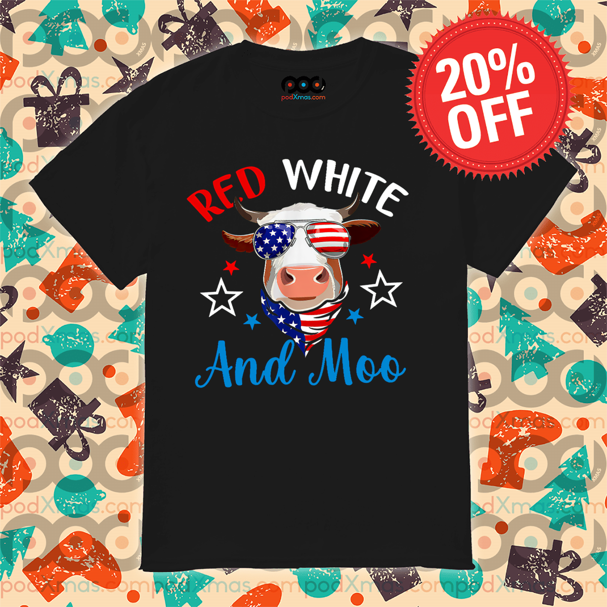 4th Of July Red White And Moo 2024 Shirt