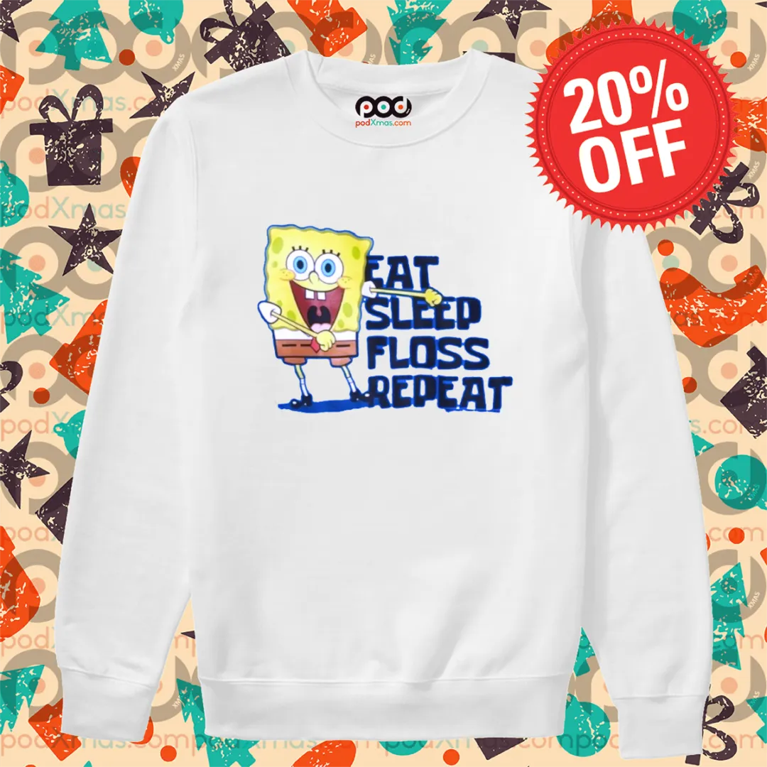 Spongebob Eat Sleep Floss Repeat Shirt