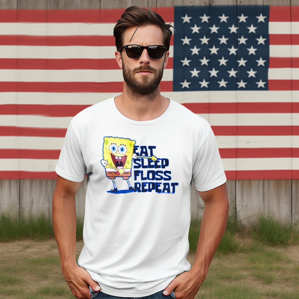 Spongebob Eat Sleep Floss Repeat Shirt