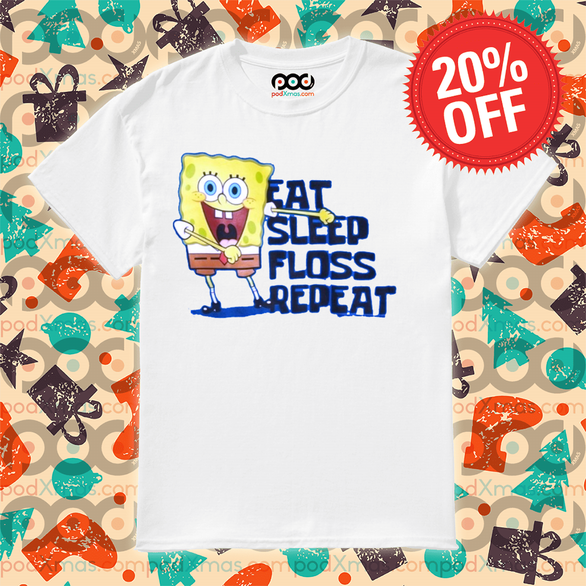 Spongebob Eat Sleep Floss Repeat Shirt