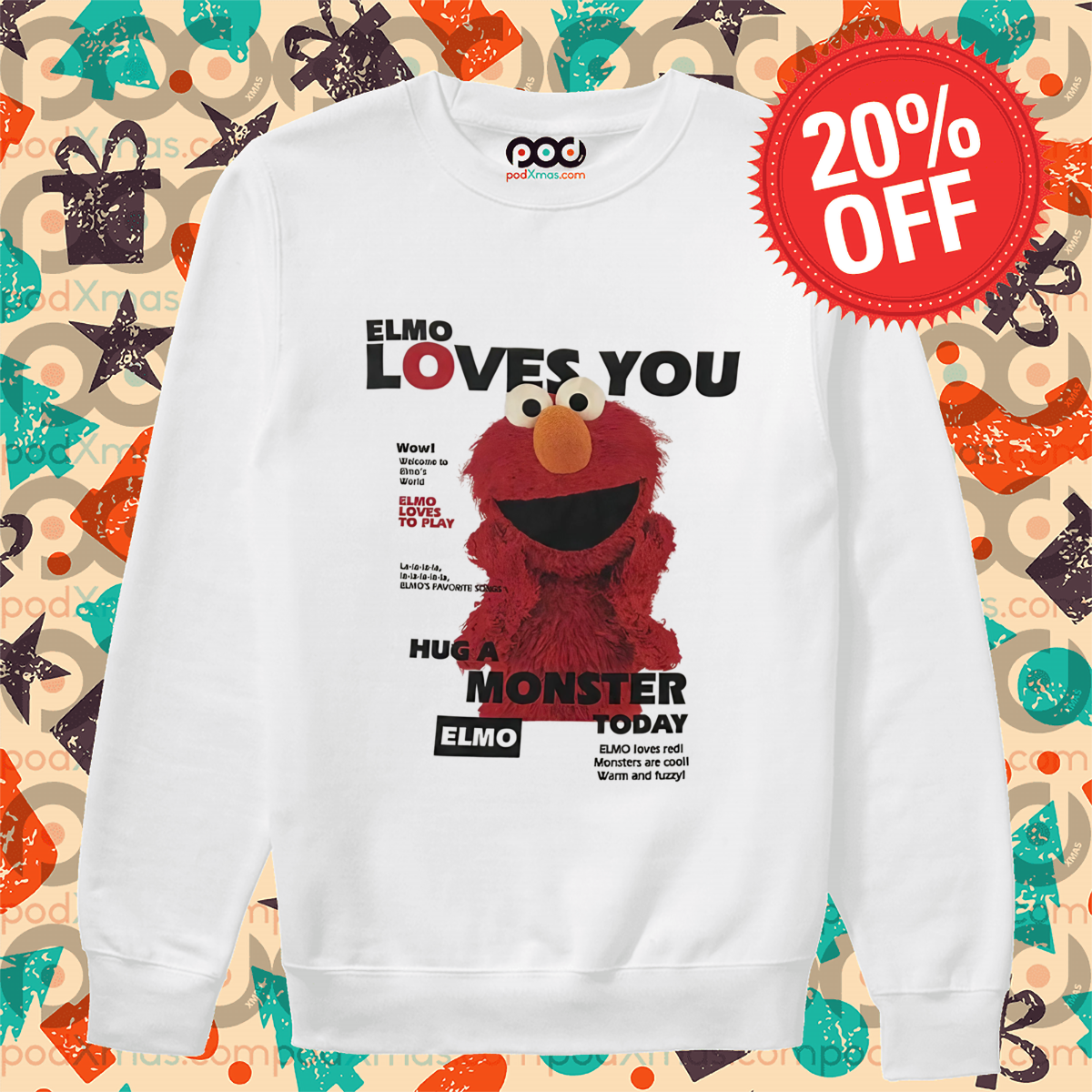 Animal Muppet Elmo Loves You Hug A Monster Today Shirt