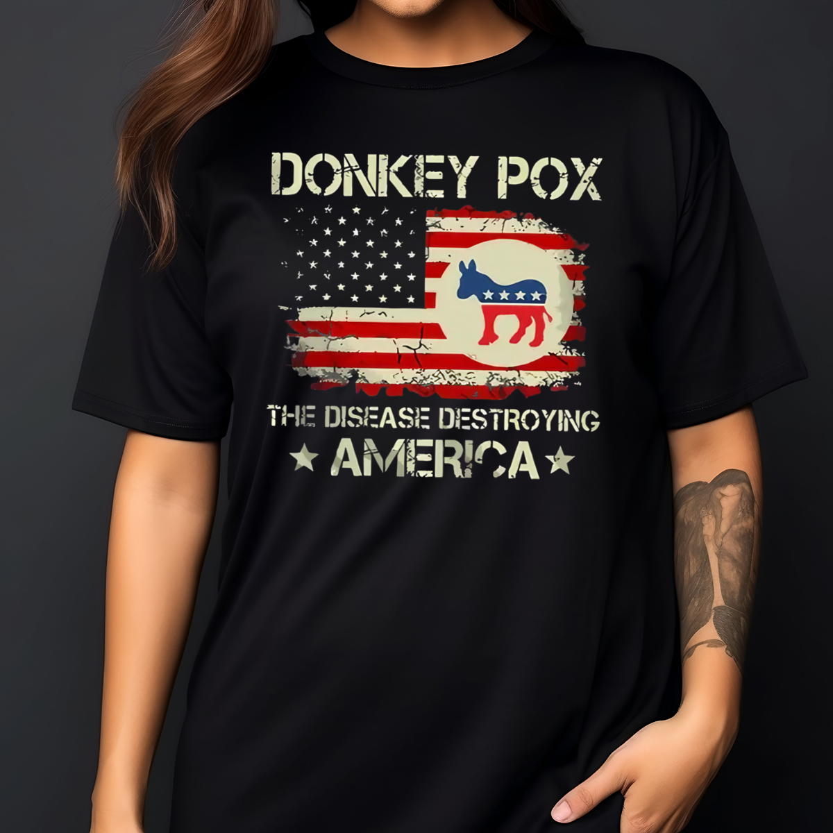 Custom Xmas Gift - Donkey Pox The Disease Destroying America Flag 2024 