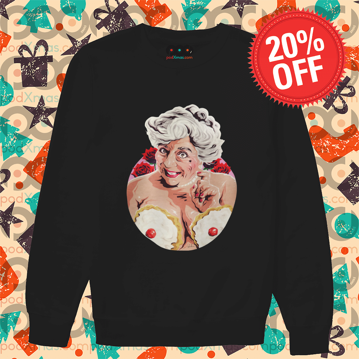Granny Cream Pie Roses Nude Shirt