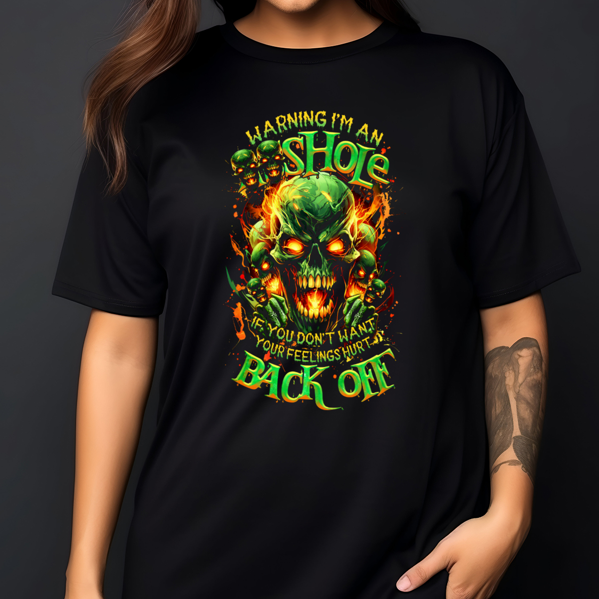 Skull Warning I Am An Asshole If You Do Not Want Your Feelings Hurt Back Off Shirt