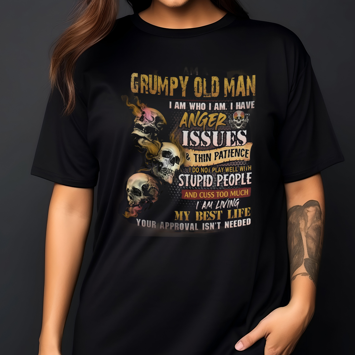 Skulls Grumpy Old Man I Am Who I Am 2024 Shirt