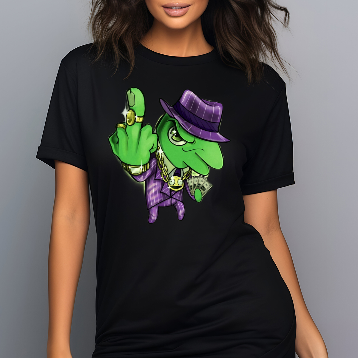 Glep Smiling Middle Finger Gangster Money Flex 2024 Shirt