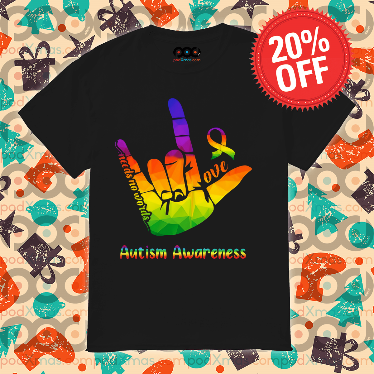 Hand Love Needs No Words Autism Awareness 2024 Shirt