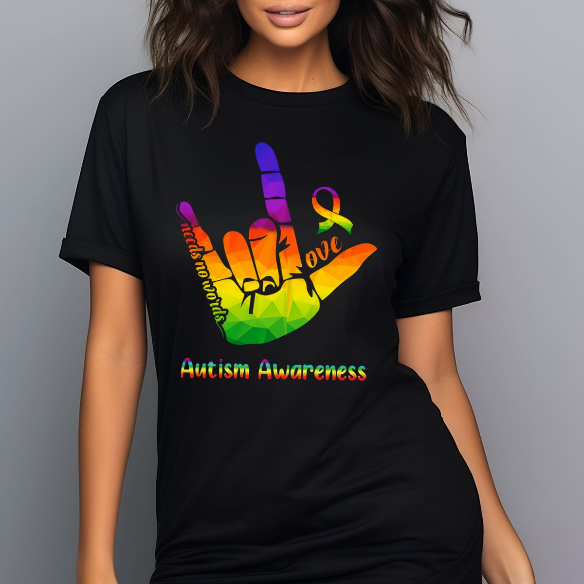Hand Love Needs No Words Autism Awareness 2024 Shirt