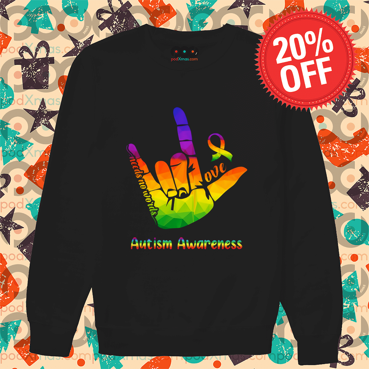 Hand Love Needs No Words Autism Awareness 2024 Shirt