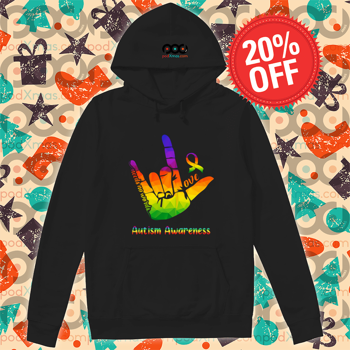 Hand Love Needs No Words Autism Awareness 2024 Shirt