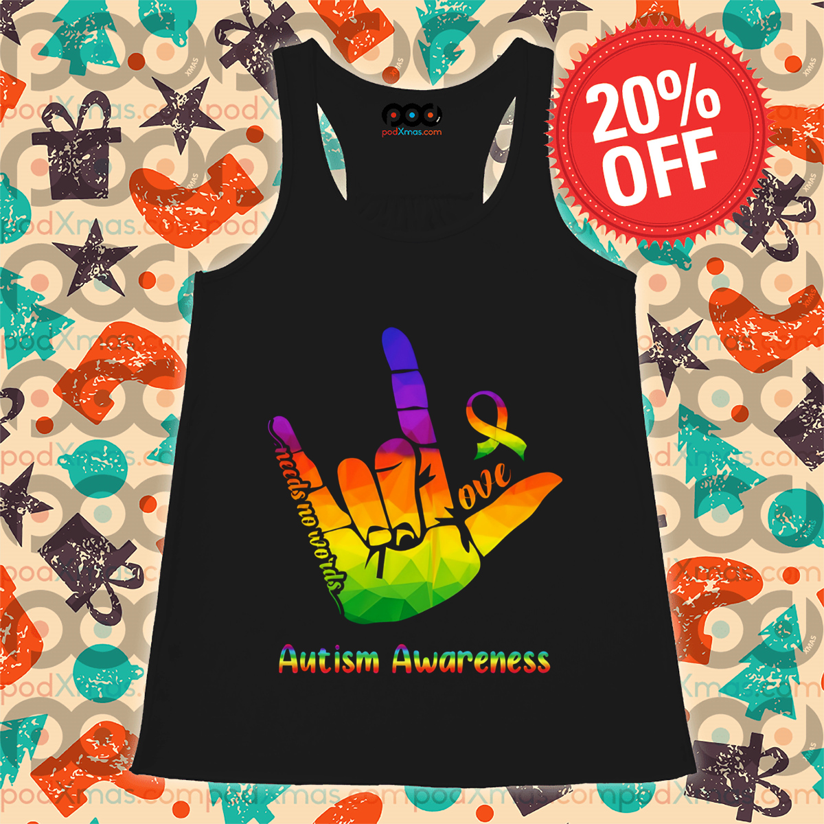 Hand Love Needs No Words Autism Awareness 2024 Shirt