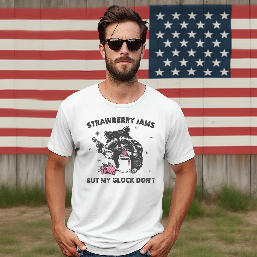 Racoon Strawberry Jams But My Glock Don't Vintage Shirt