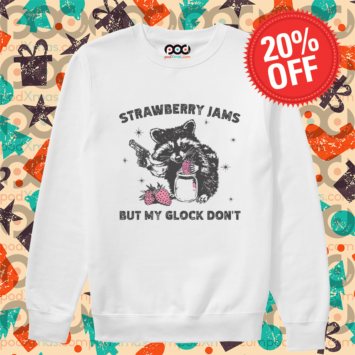 Racoon Strawberry Jams But My Glock Don't Vintage Shirt