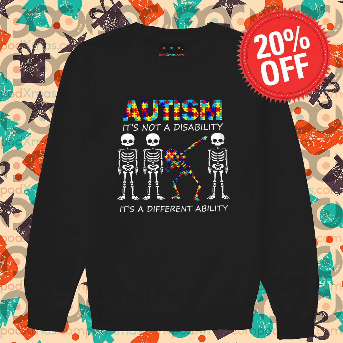 Skeleton Dabbing Autism It Is Not A Disability It Is A Different Ability Shirt